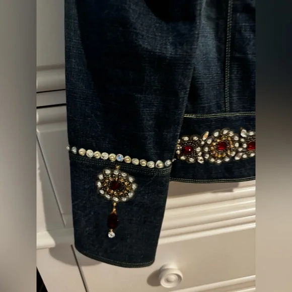 Unique Dark Denim Embellished Women’s Jacket by “a and me” - Picture 2 of 11